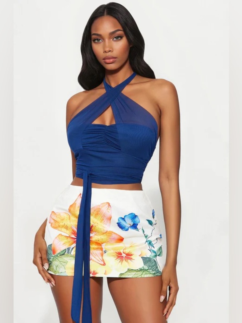 Navy Crisscross Mesh Halter Top NEW 🏷️